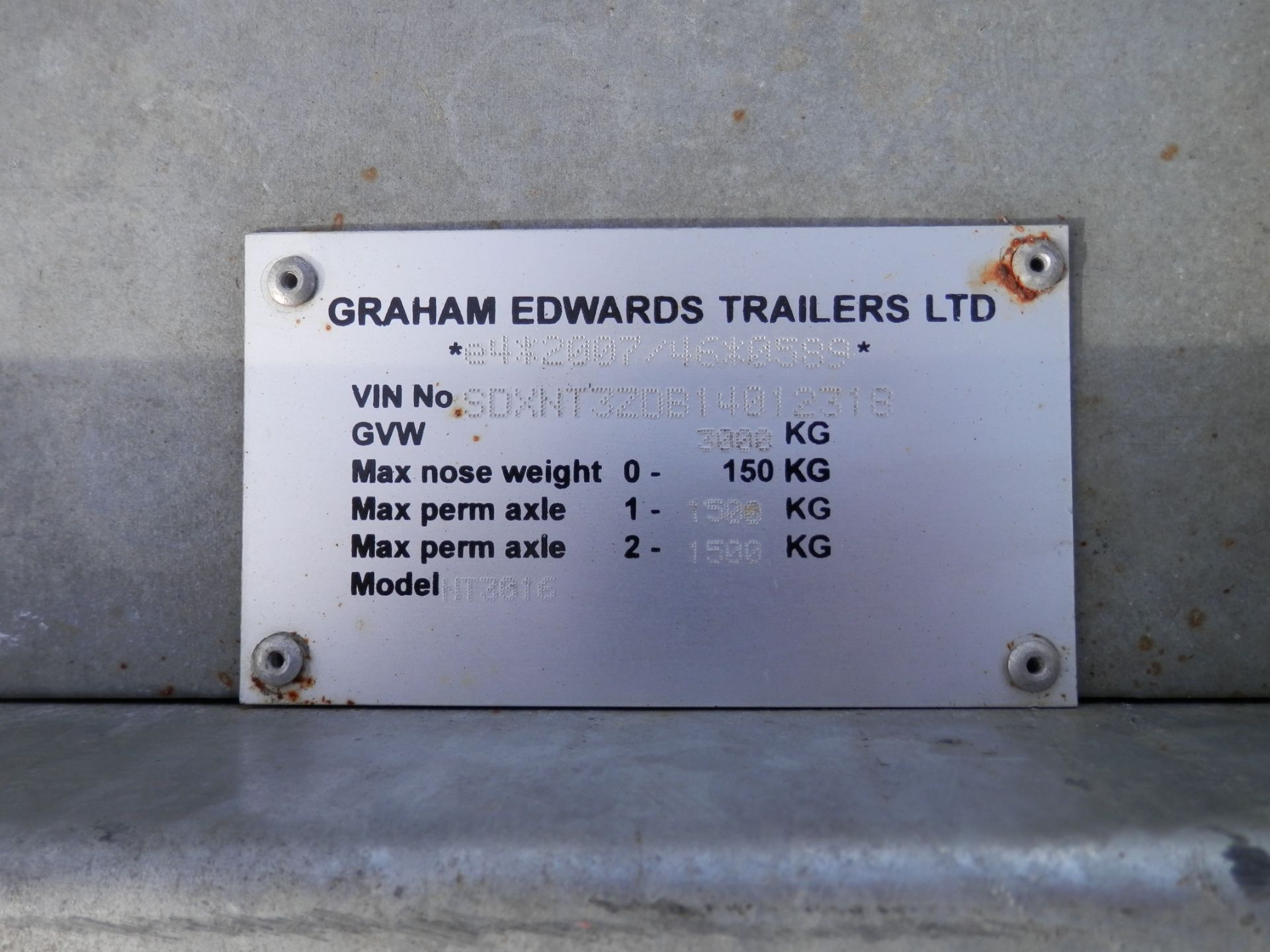 2014 GRAHAM EDWARDS GTX3, 3 TONNE CAR TRAILER, RAMPS & WINCH. GREAT CONDITION THROUGHOUT,NO VAT - Image 16 of 16