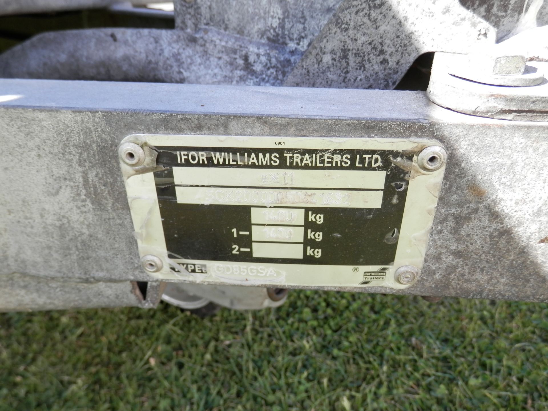 IFOR WILLIAMS 1400 KG PLANT TRAILER, VERY GOOD CONDITION, REAR DROP DOWN RAMP. - Image 7 of 9