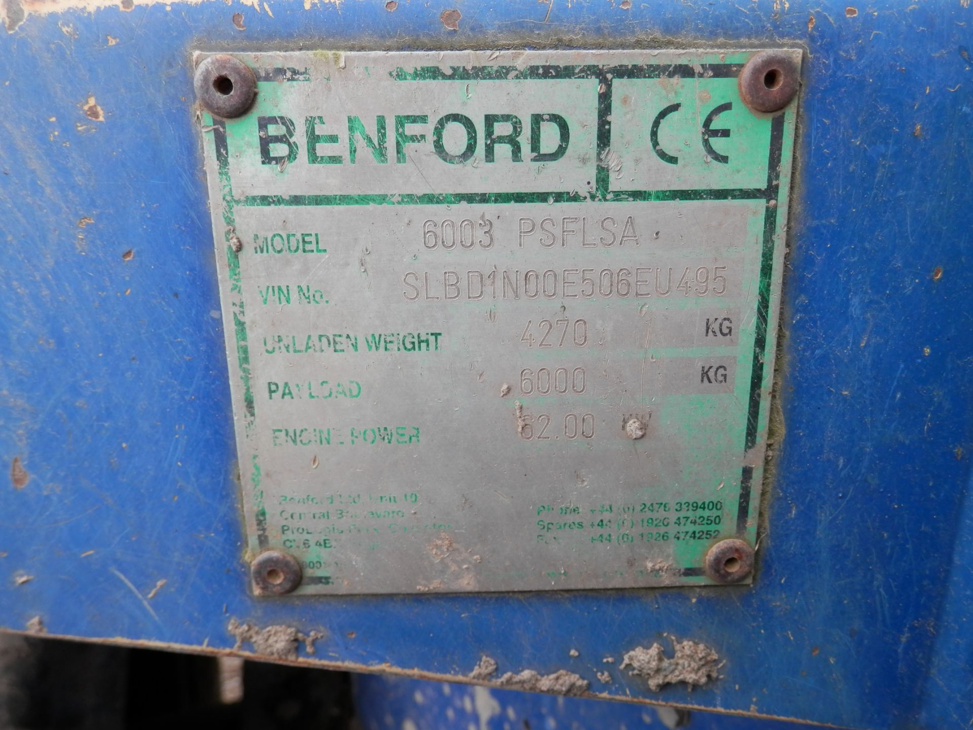 WORKING 2006 BENFORD 6 TONNE PAYLOAD DIESEL DUMPER TRUCK. - Image 7 of 9