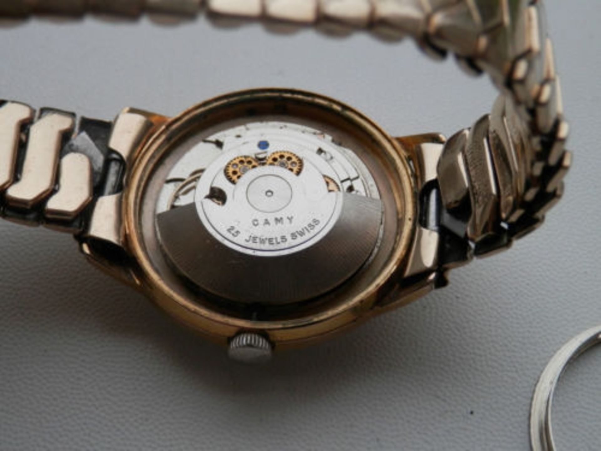 RARE WORKING CAMY GENUINE GOLD PLATED SUPER AUTOMATIC 25 JEWEL ETA SWISS MOVEMENT, DATE WATCH - Image 9 of 10