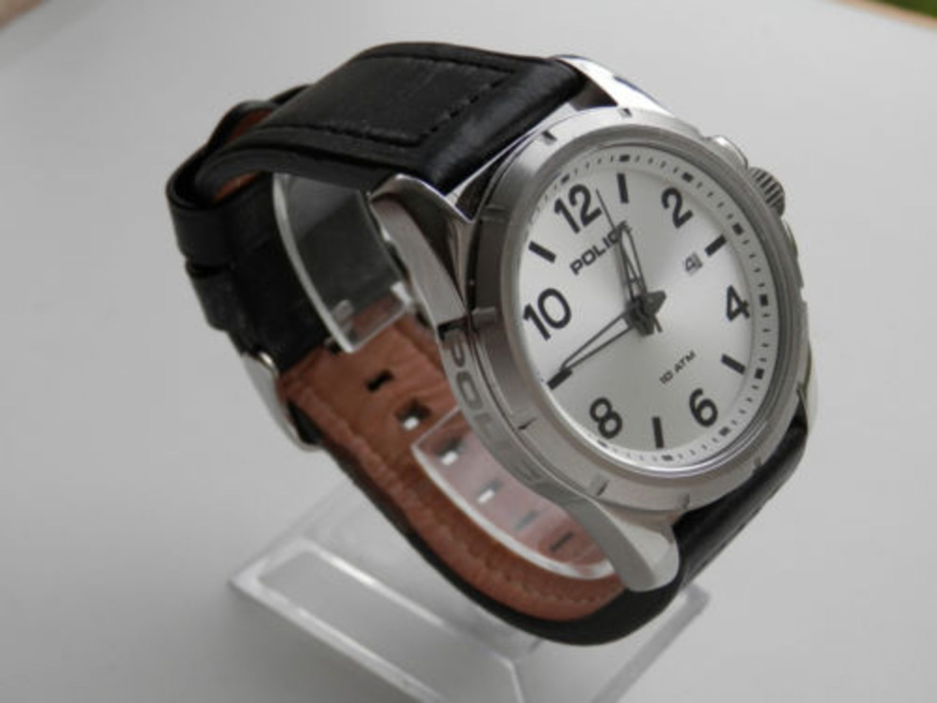 GORGEOUS LOOKING GENTS POLICE 48MM CHUNKY STAINLESS DATE WATCH, 100M WR RRP £110 - Image 2 of 10