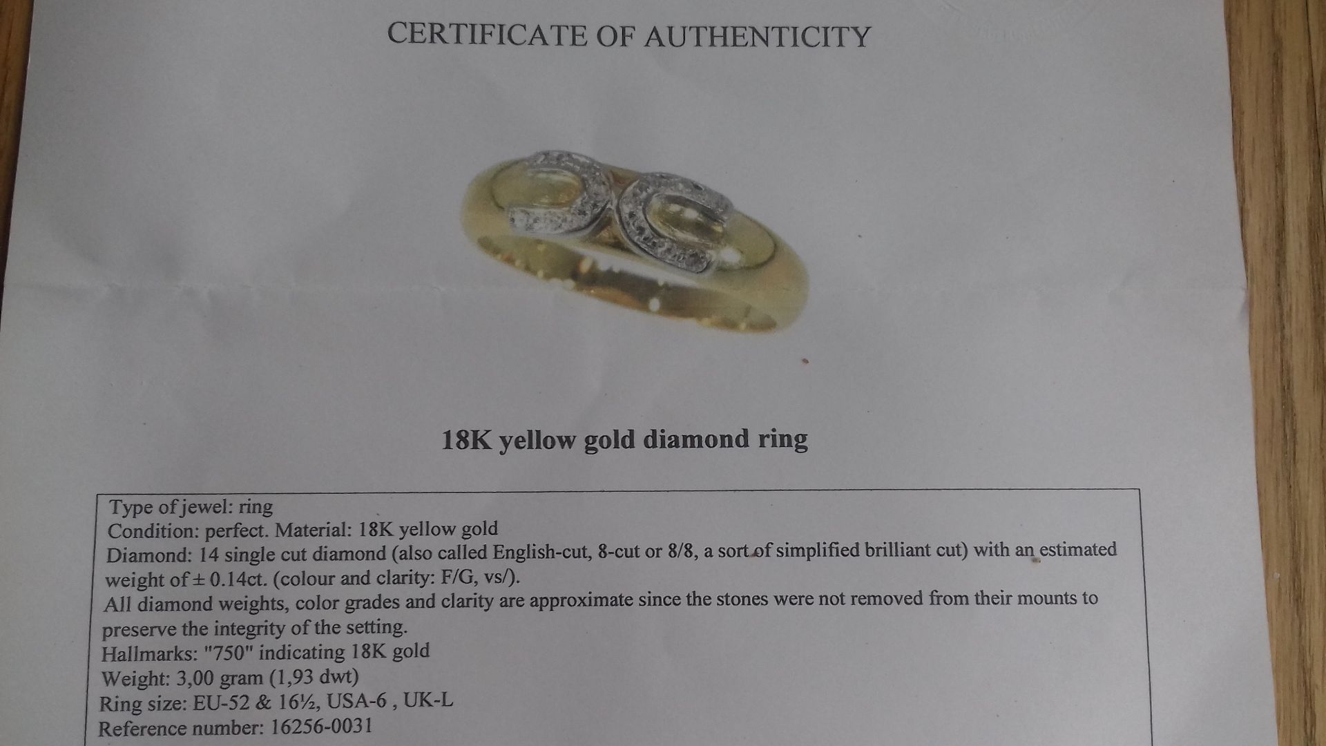 750 HALLMARKED 18K YELLOW GOLD DIAMOND RING - Image 6 of 7