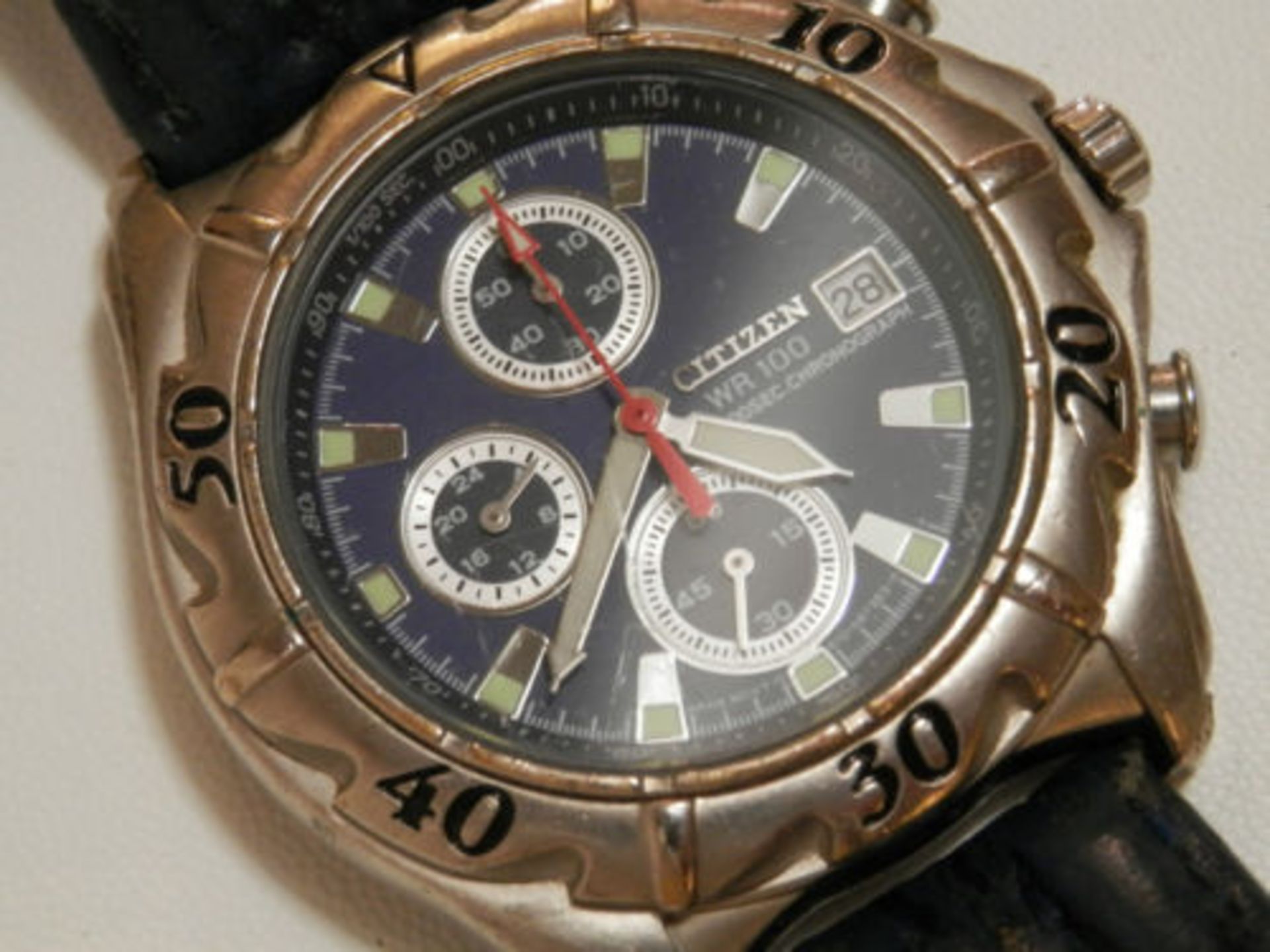RETRO GENTS GENUINE CITIZEN 1990S MINI DIAL  CHRONOGRAPH DATE WATCH. ALL WORKING       GREAT CLASSIC - Image 3 of 11