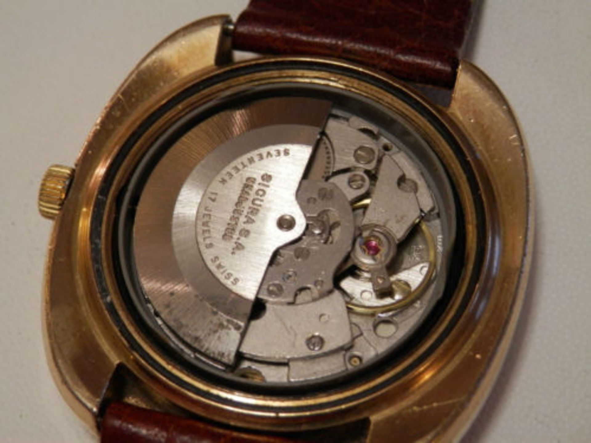 GORGEOUS LOOKING VINTAGE SICURA (BREITLING) GENTS SWISS 17 JEWEL AUTO DAY/DATE WATCH - Image 8 of 21