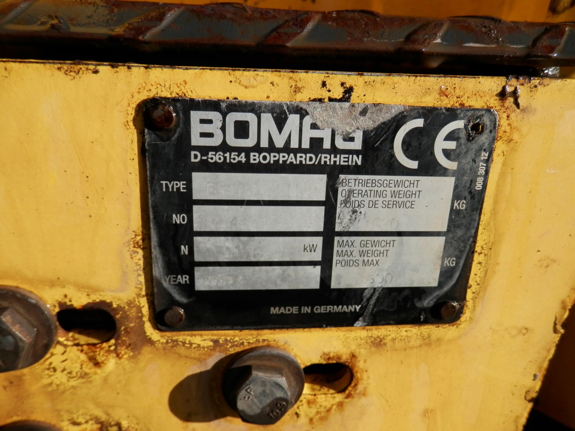 2007 ALL WORKING BOMAG ROLLER, MODEL BW80 ADH -2 - Image 9 of 12