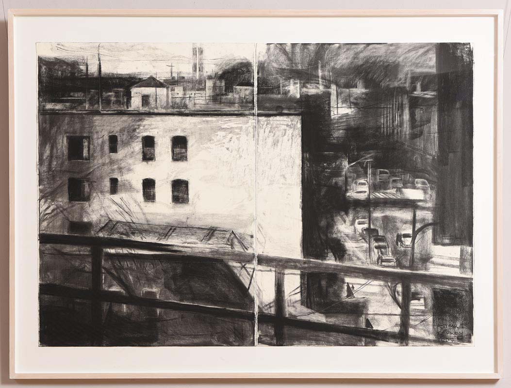 Donald Teskey RHA (b.1956) Amtrak Drawing No.1 (Bridge & Tunnel People) (2007) diptych charcoal on - Image 2 of 7