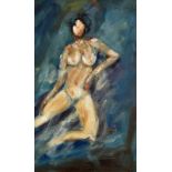 Basil Blackshaw HRHA RUA (1932-2016) Female Nude oil on board signed top right 25½ x 16cm (10 x 6in)