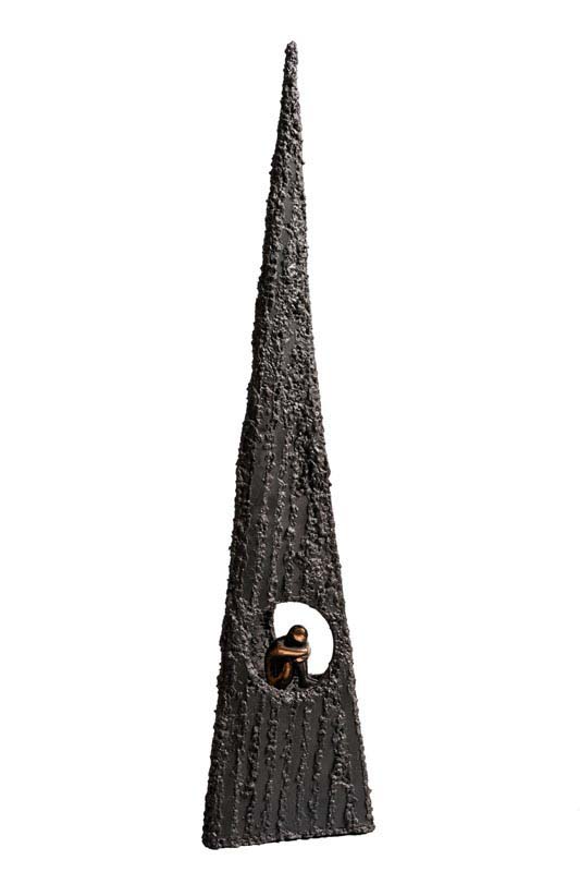 Orla de Bri (b.1965) Pyramid and I unique bronze & steel signed 97 x 20 x 23cm (38 x 8 x 9in)