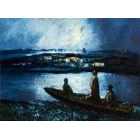 Daniel O'Neill (1920-1974) Three Boatmen oil on board signed lower left & titled on reverse 50 x