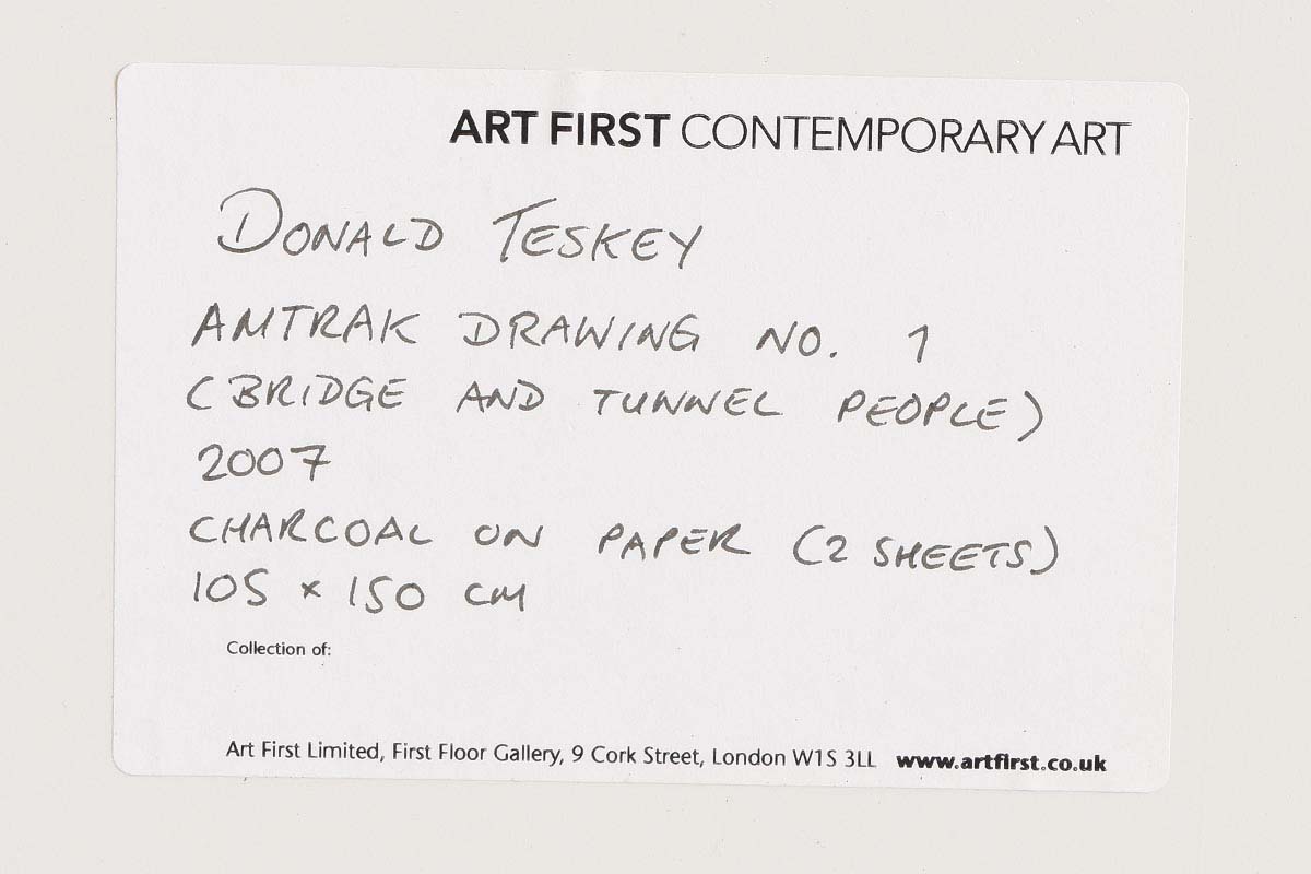 Donald Teskey RHA (b.1956) Amtrak Drawing No.1 (Bridge & Tunnel People) (2007) diptych charcoal on - Image 5 of 7