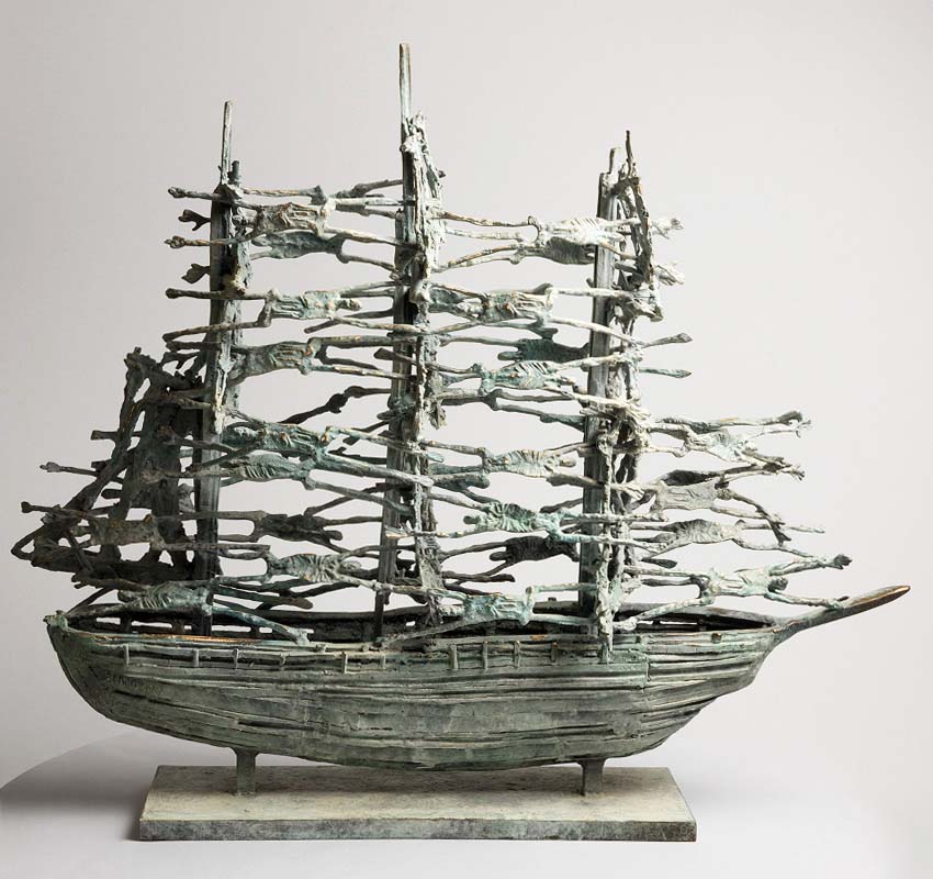 John Behan RHA (b.1938) Famine Ship (2014) unique bronze signed 84 x 102 x 28cm (33 x 40 x 11in) - Bild 3 aus 8