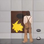 Robert Ballagh (b.1943) Man and a Gottlieb (1974) oil on canvas (16 panels) signed, titled & dated