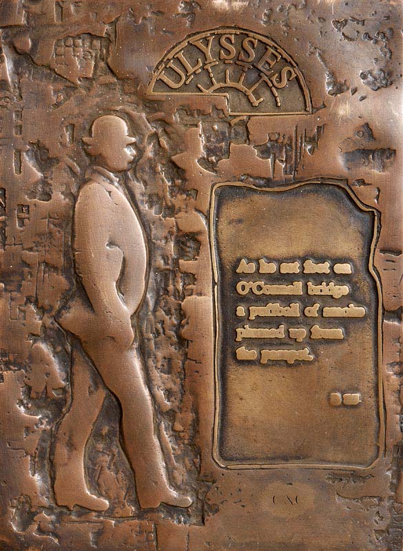 20th Century Irish School James Joyce Trail from Ulysses unique bronze 40½ x 29¾cm (16 x 11in)