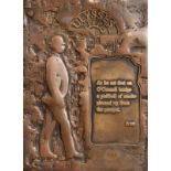 20th Century Irish School James Joyce Trail from Ulysses unique bronze 40½ x 29¾cm (16 x 11in)