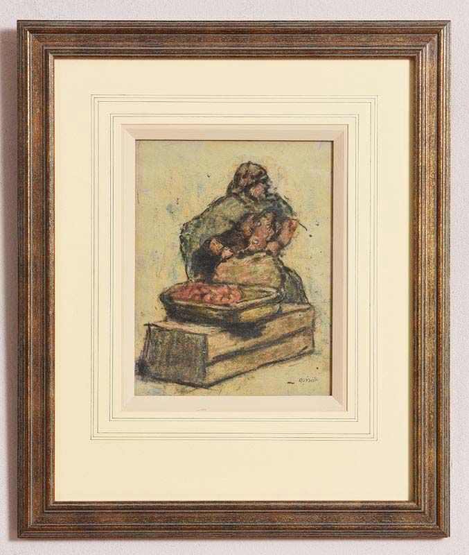 William Conor RHA RUA ROI (1881-1968) The Fruit Seller wax crayon signed lower right 27 x 21cm (11 x - Image 2 of 8