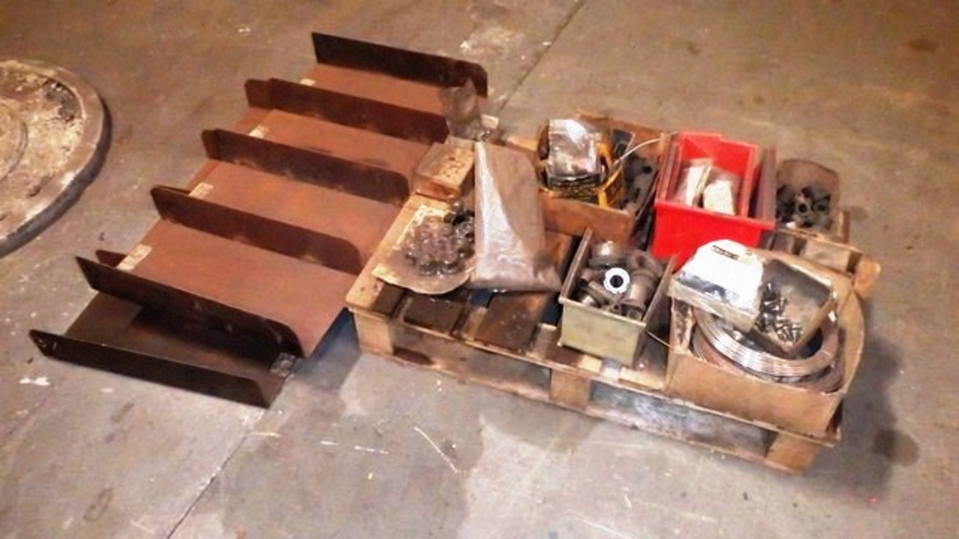METAL DIVIDERS AND PALLET OF SPARE PARTS, NUTS AND BOLTS ETC*LIQUIDATED STOCK*