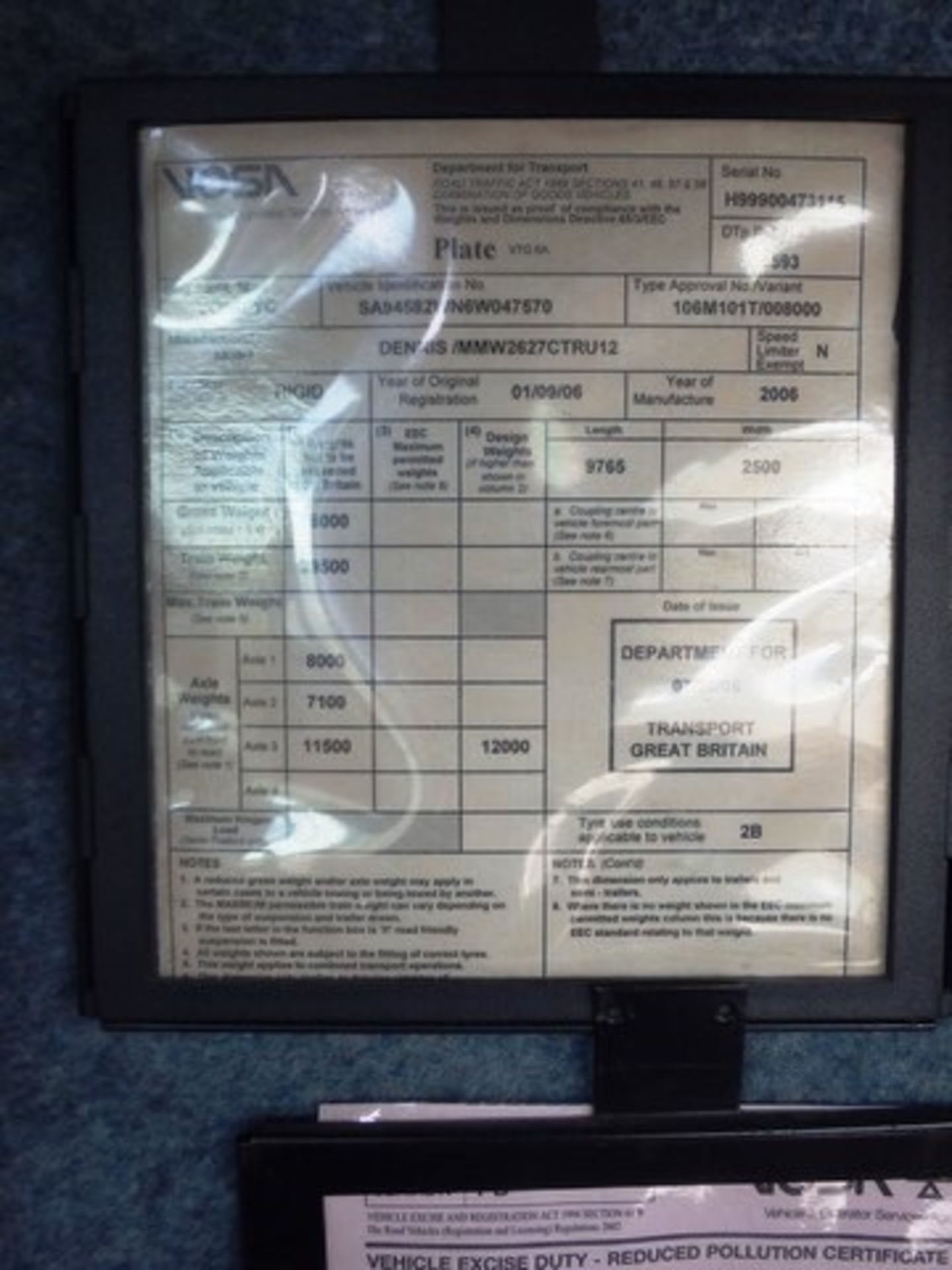 DENNIS MODEL ELITE 2 MMW2627CTRU12 - 5883ccBody: 2 Dr TruckColor: WhiteFirst Reg: 01/09/2006Doors: - Image 13 of 25