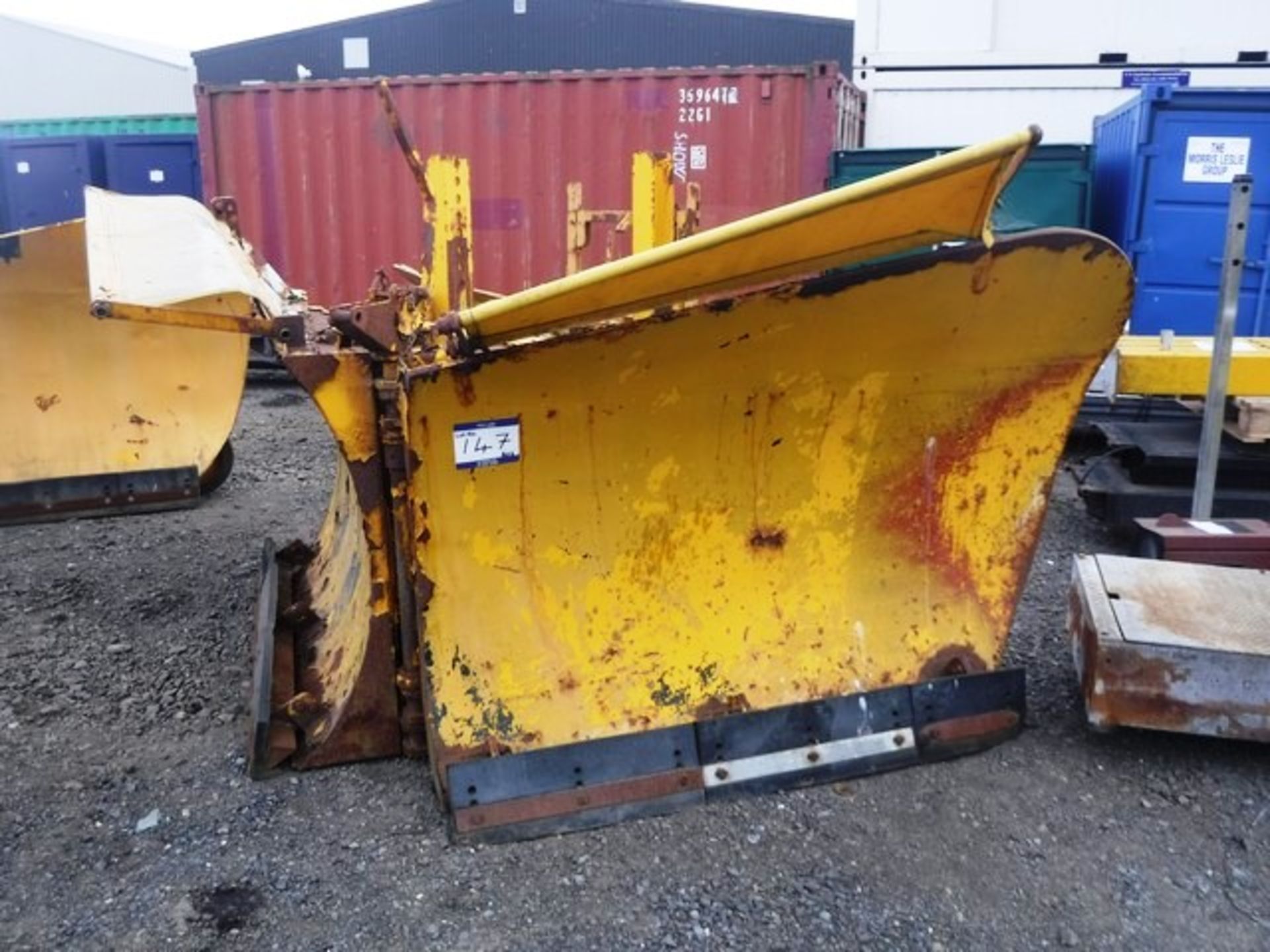 LARGE SNOW PLOUGH, MAKE UNKNOWN, BOTH BLADES TOGETHER 13' 8" W 4' 10" H***DIRECT FROM COUNCIL***