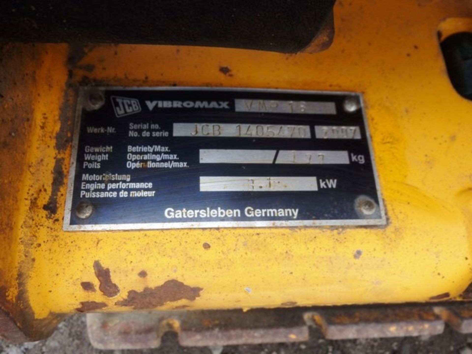 2007 JCB WVB 18 DIESEL 18" VIBRATING PLATE, SN 1405470 - Image 3 of 3