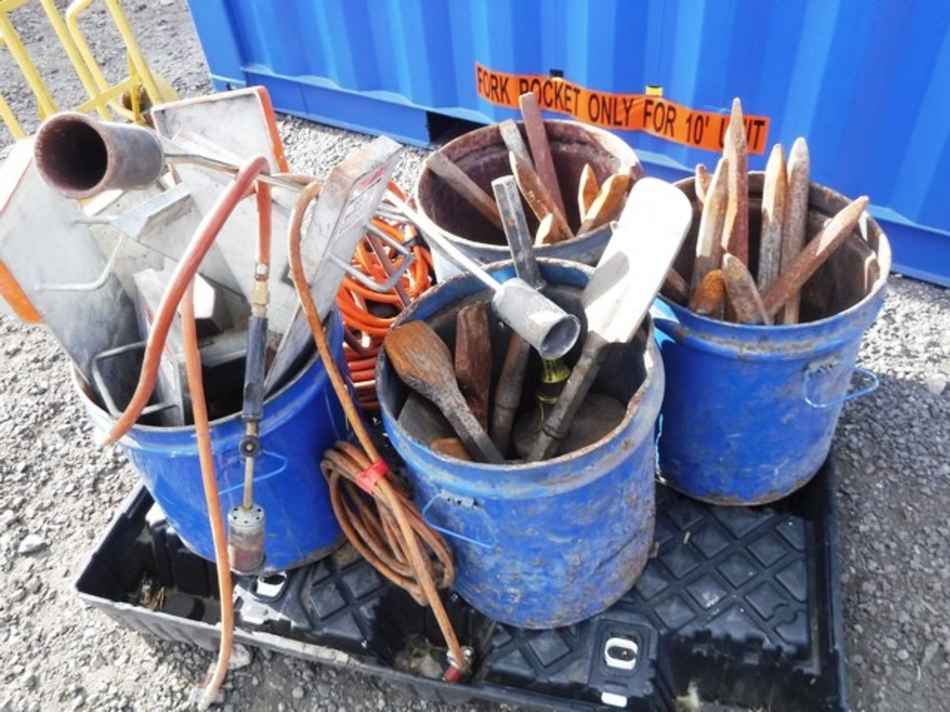 PALLET OF MISCELLANEOUS ITEMS, CHISELS, ELEPHANTS FEET, GAS BURNERS**REPOSSESSED - DIRECT FROM