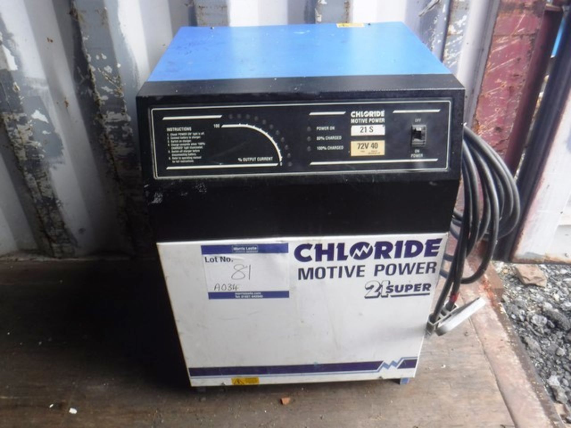 CHLORIDE 21 SUPER FORKLIFT BATTERY CHARGER INPUT 240 VOLTS, OUTPUT 72V, 40 AMP