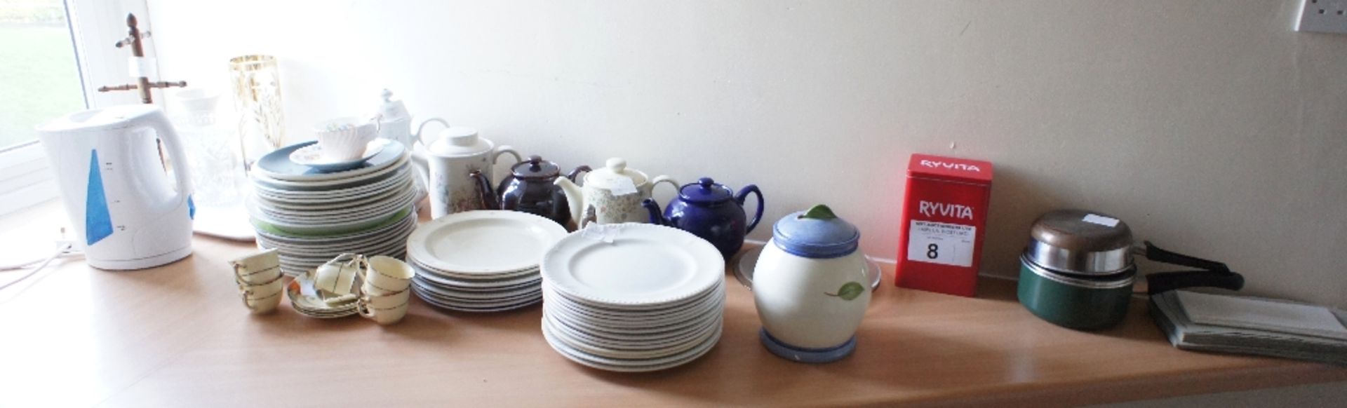 a quantity of miscellaneous kitchen chinaware and an electric kettle etc. (located in room 5)