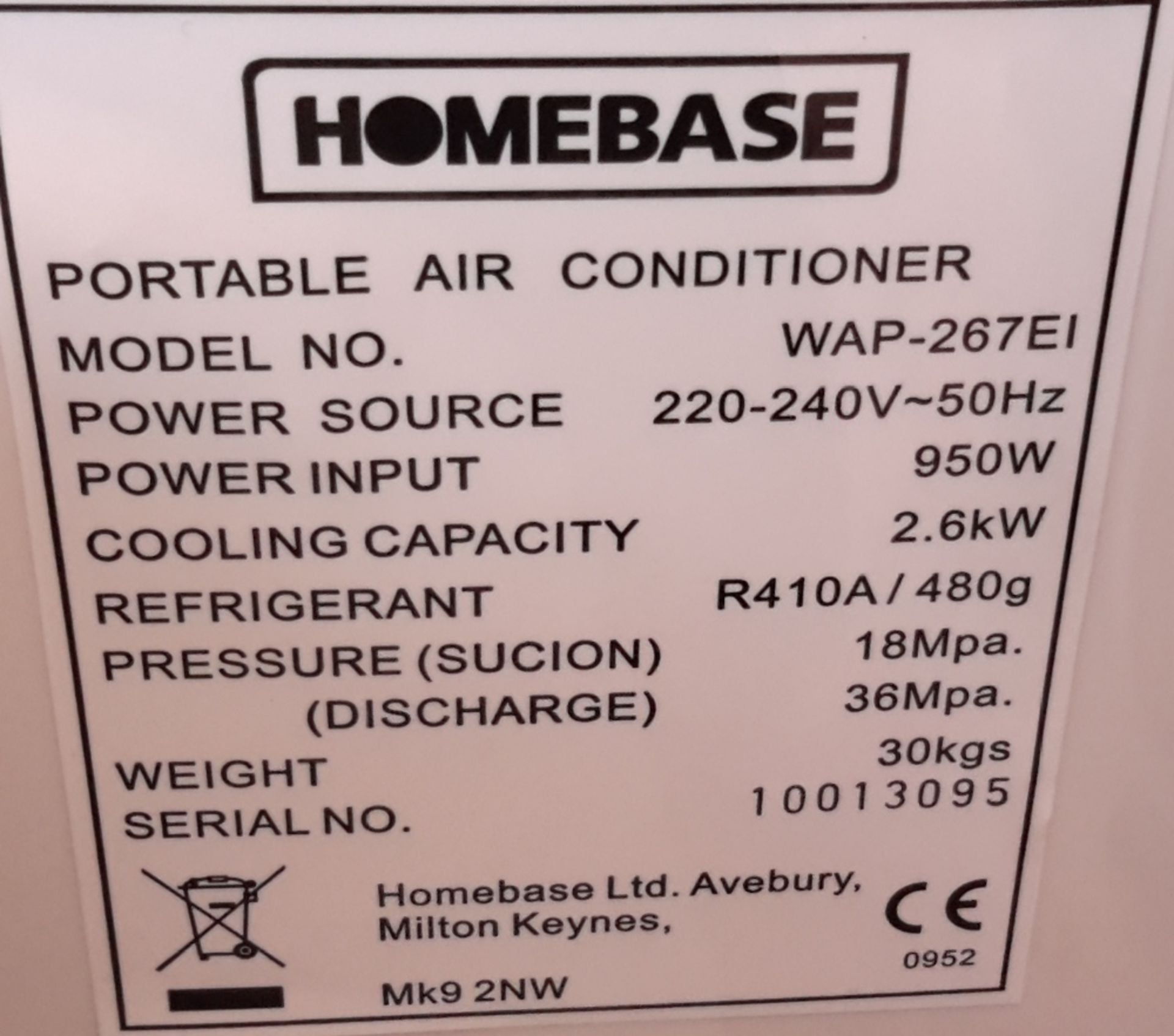 1 HOMEBASE dehumidifier (located in room 30) - Image 2 of 2