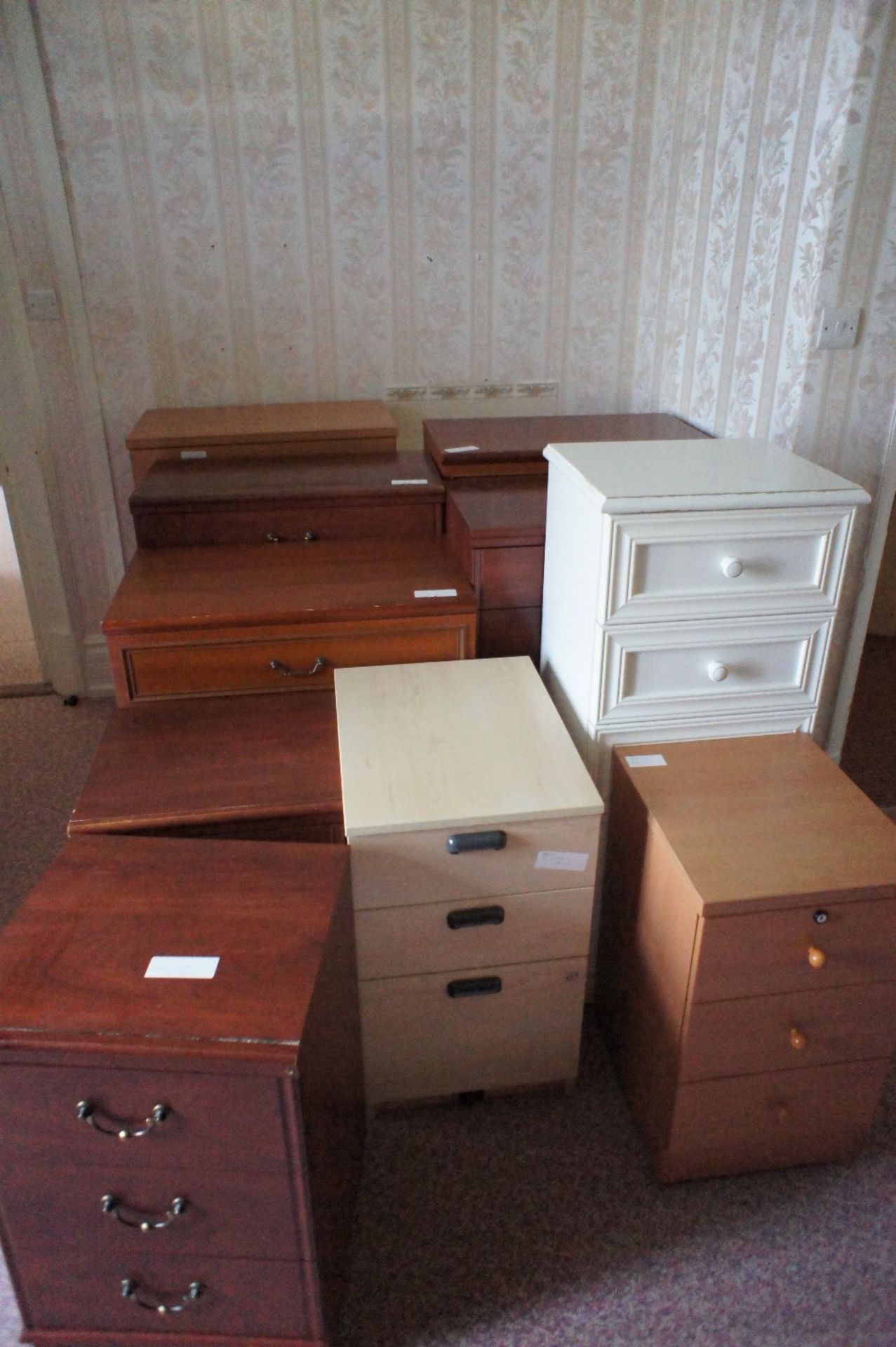 6 various dark wood wardrobes, 10 various dark wood bedroom chests and cabinets and an upholstered - Image 2 of 3