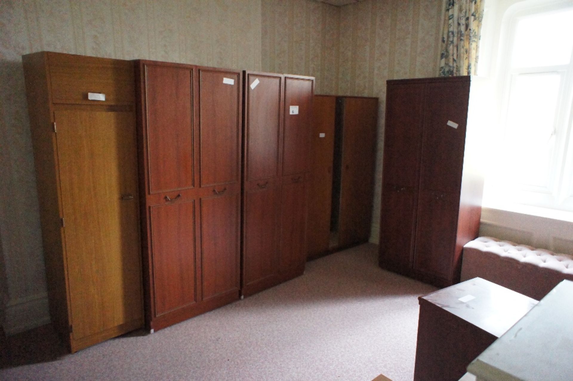 6 various dark wood wardrobes, 10 various dark wood bedroom chests and cabinets and an upholstered - Image 3 of 3