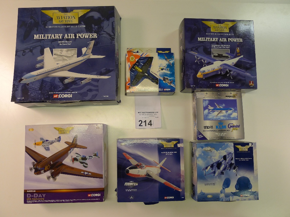 6 Corgi Aviation Archive scale die cast models together with 1 die cast model by Gemini Jets