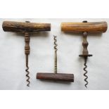 Three horn/antler handle corkscrews