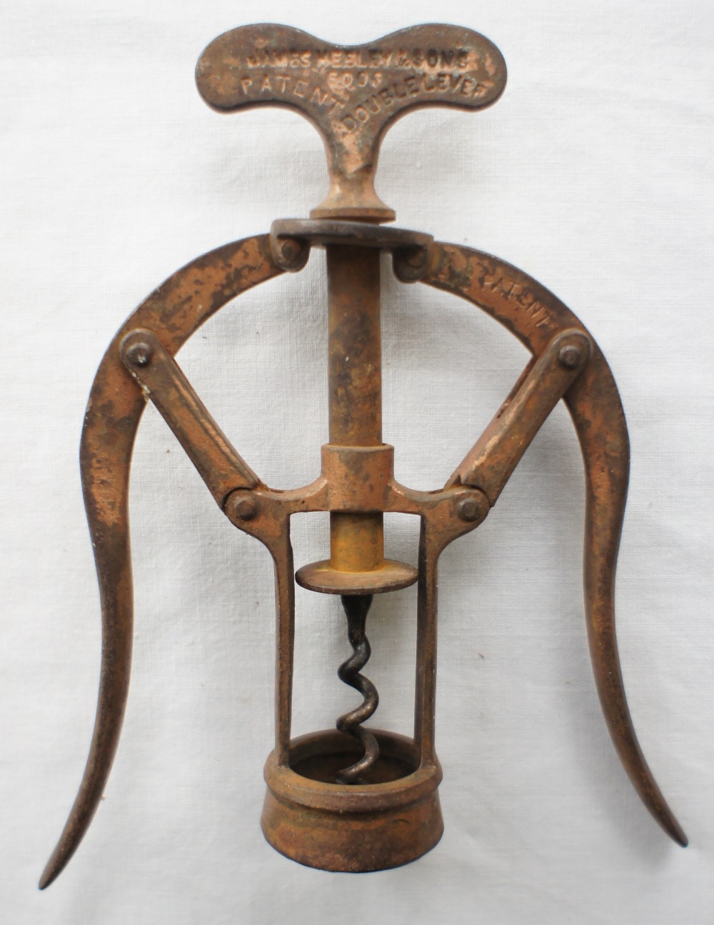 A double lever corkscrew by James Heeley & Sons, marked PATENT 6006