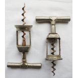 Two white metal open frame/two pillar ball-bearing corkscrews, one marked MONOPOL