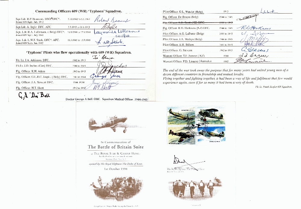 a limited edition card signed by 19 Typhoon pilots from 609 (WR) Squadron “The Tank Busters” and a - Image 2 of 2
