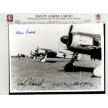 a reproduction WW2 photograph published by Stanley Gibbons depicting FW190’s signed by Luftwaffe