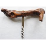 A Vine/Root handle corkscrew, marked: LAURENT SIRET, ROCHEFORT S/LOIRE