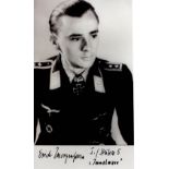 7 various pilot post-war signed reproduction WW2 Luftwaffe photographs incl. Peter Nebel, Otto