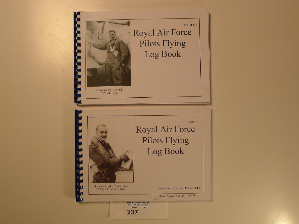 2 limited edition copies of the RAF Pilots Flying Log Books for Squadron Leader Pinkie Stark and