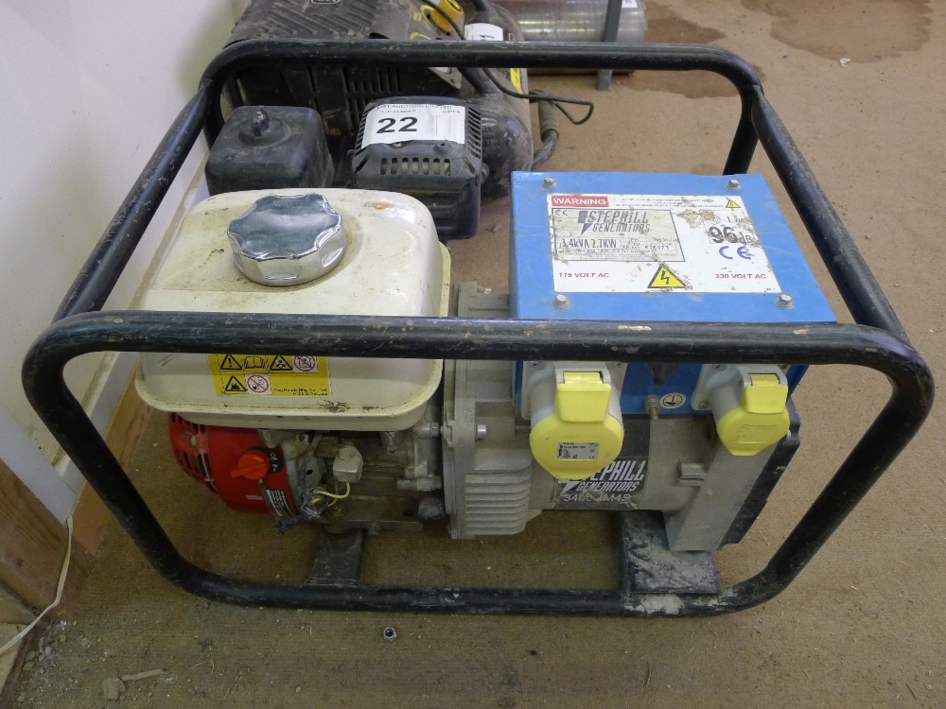 1 Stephill generator type 3400HM4S output 110/240v 3.4kva with Honda pull start petrol engine