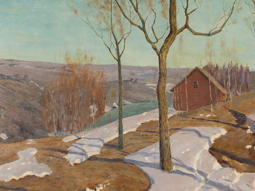 Vilhelms Purvitis, Early Spring Landscape (Last Snow), Painting Oil on canvasContinental - Image 2 of 8