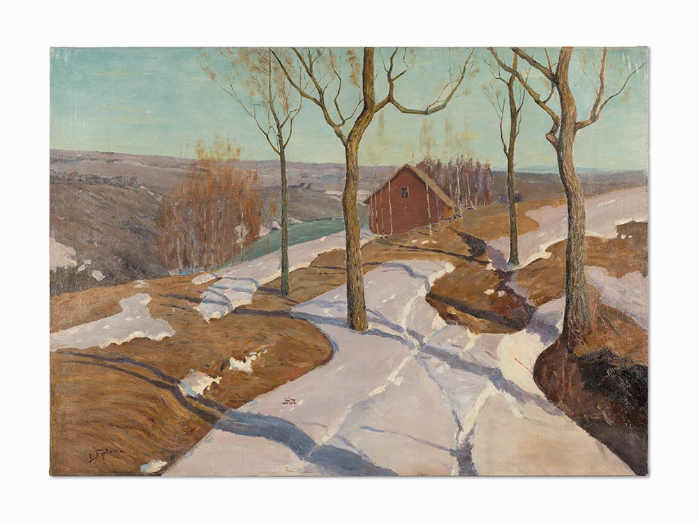 Vilhelms Purvitis, Early Spring Landscape (Last Snow), Painting Oil on canvasContinental