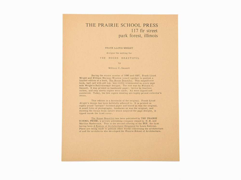 Frank Lloyd Wright, “The House Beautiful,” 1963 Frank Lloyd Wright (1867-1959) – American - Image 12 of 14