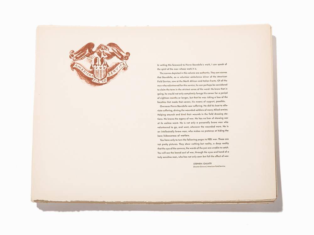 Pierre Bourdelle, “War”, New York: Albert Carmen, 1945, Ltd Ed Artwork by Pierre Bourdelle (1903- - Image 3 of 7