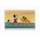 Walt Disney Studios, Mickey Mouse and Pluto, Animation Cel Hand Painted Limited Edition CelUSA,