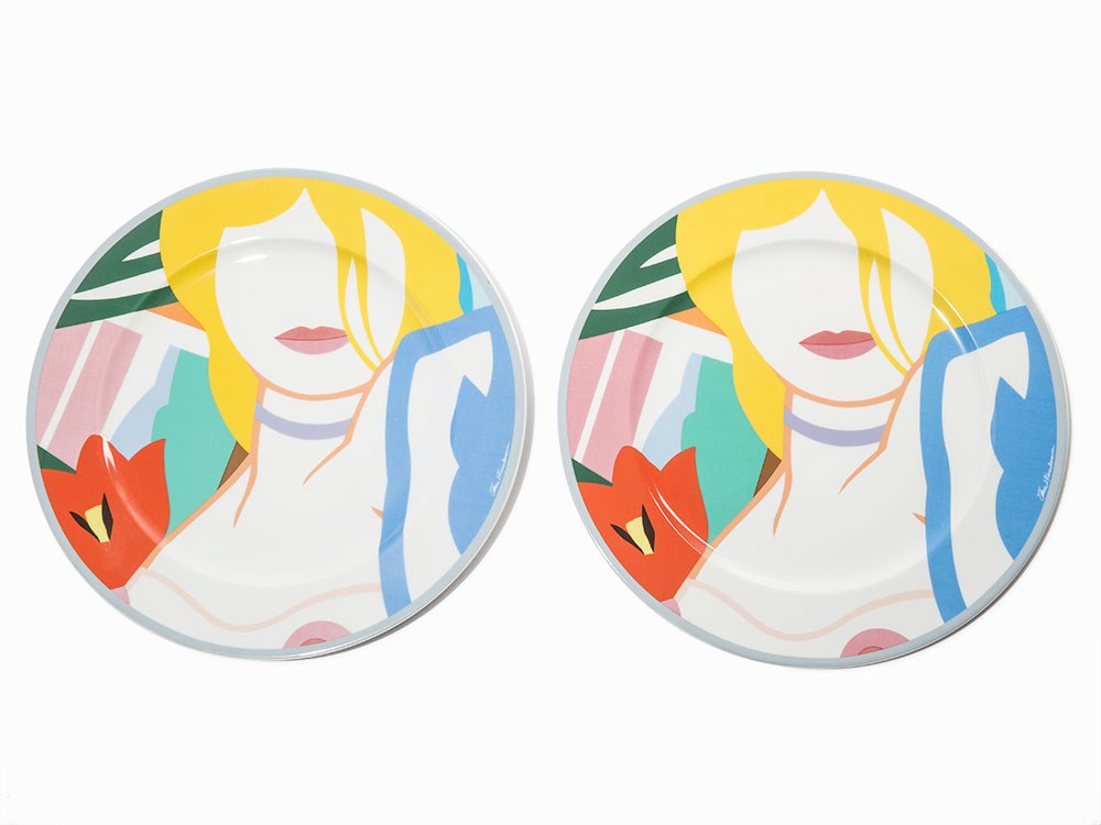 Tom Wesselmann, Pair of ‘Blonde Vivienne’ Plates, 1985-86 Transfer-printed service plate in colors