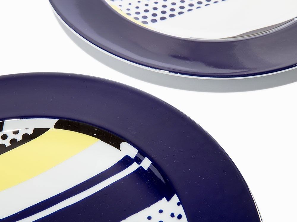 Roy Lichtenstein, Set of Six Porcelain Plates, 1990Porcelain plates with polychrome glazes in - Image 4 of 6