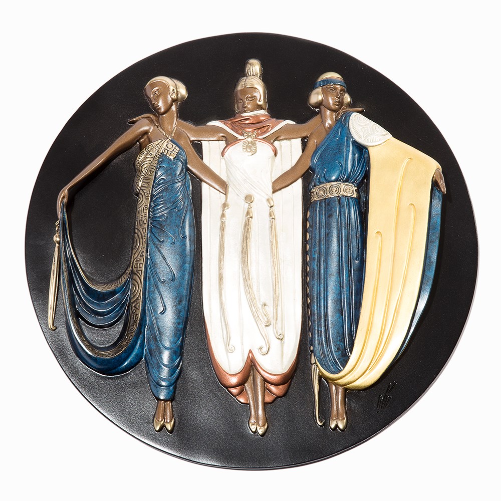 Erté (after), ‘Ladies in Waiting’, Bronze, 1922/1990Cast bronze with cold paint, chainUSA, 1922/ - Image 8 of 8