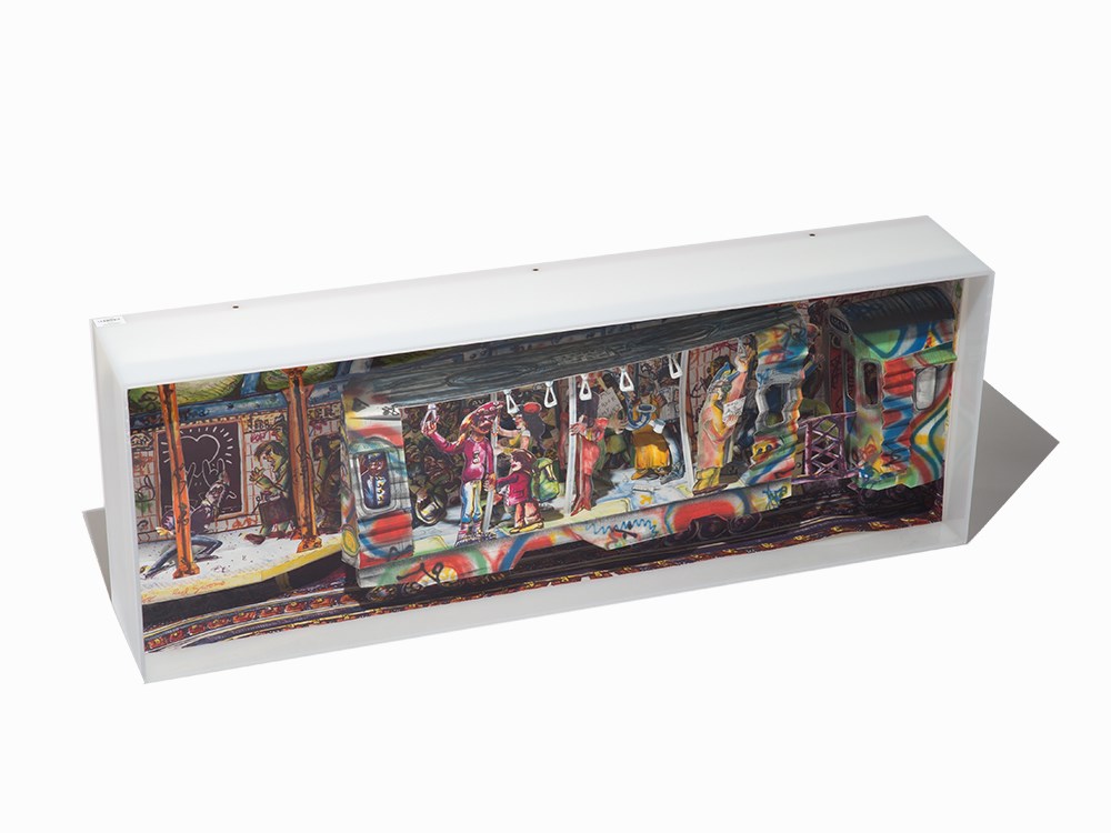 Red Grooms, ‘Subway’, 3-D Lithograph, Signed, 1986 3-dimensional lithograph in colors on Rives BFK