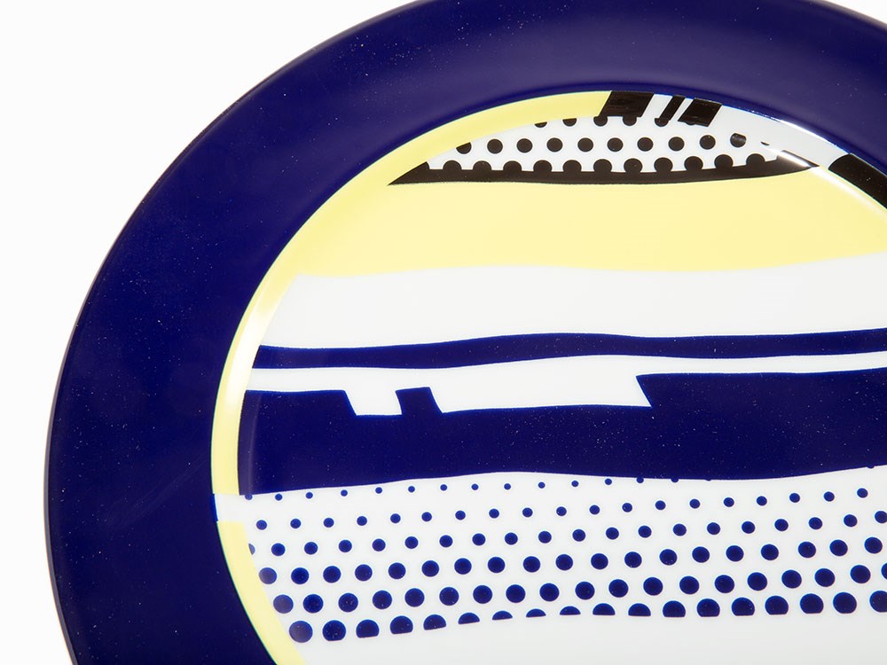 Roy Lichtenstein, Set of Six Porcelain Plates, 1990Porcelain plates with polychrome glazes in - Image 5 of 6