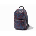 Bordeaux Camouflage and Damier Cobalt Coated Canvas, Andy BackpackFrance, circa 2016Silver Tone